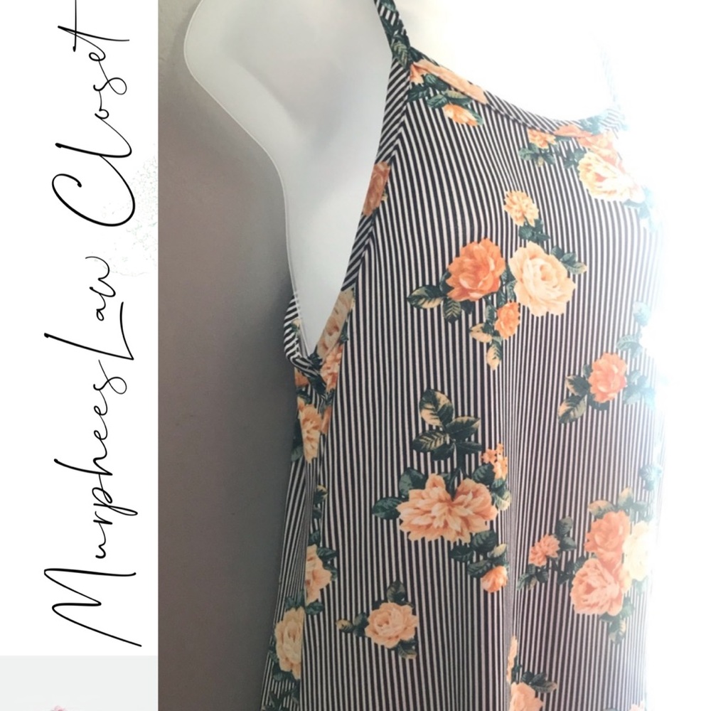 Maxi Dress :: Black&White Striped Floral :: XL jrs